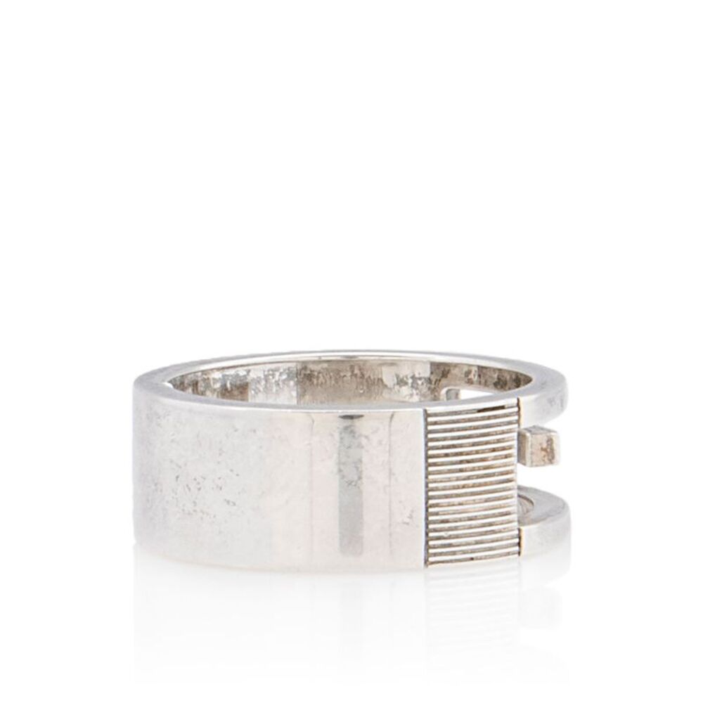 Gucci Sterling Silver Cutout G Thin Ring - Size 7 1/2 - Picture 2 of 4